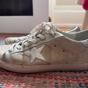 Golden goose bespoke superstar sneakers /white /silver / size 38